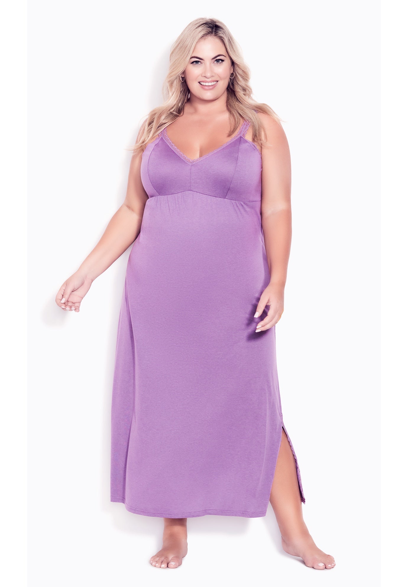 Lace Trim Maxi Sleep Dress | Avenue