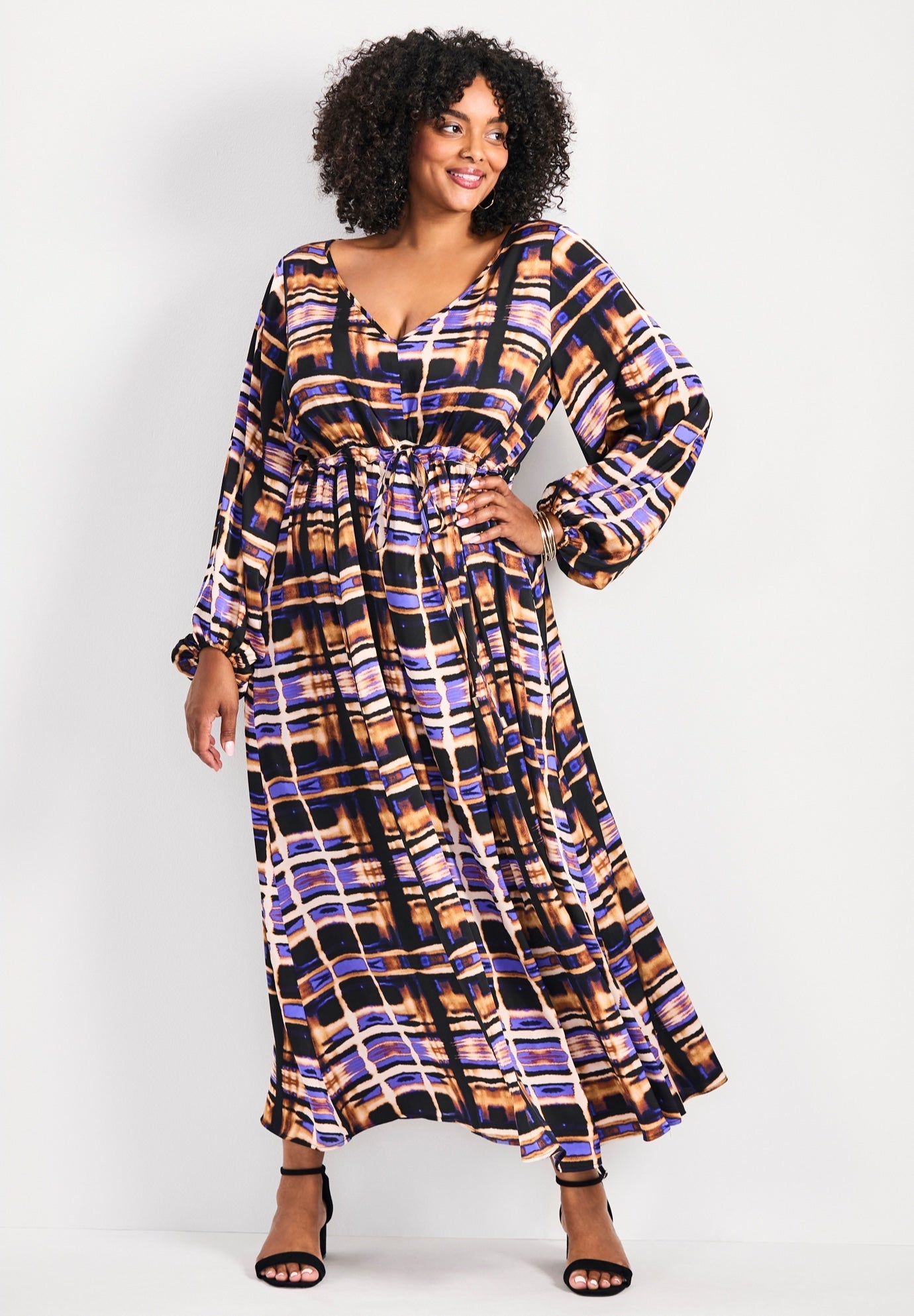 blouson maxi dress with sleeves ASOS - Curve Long Sleeve Blouson Maxi Dress - Women - Polyester - 22 US