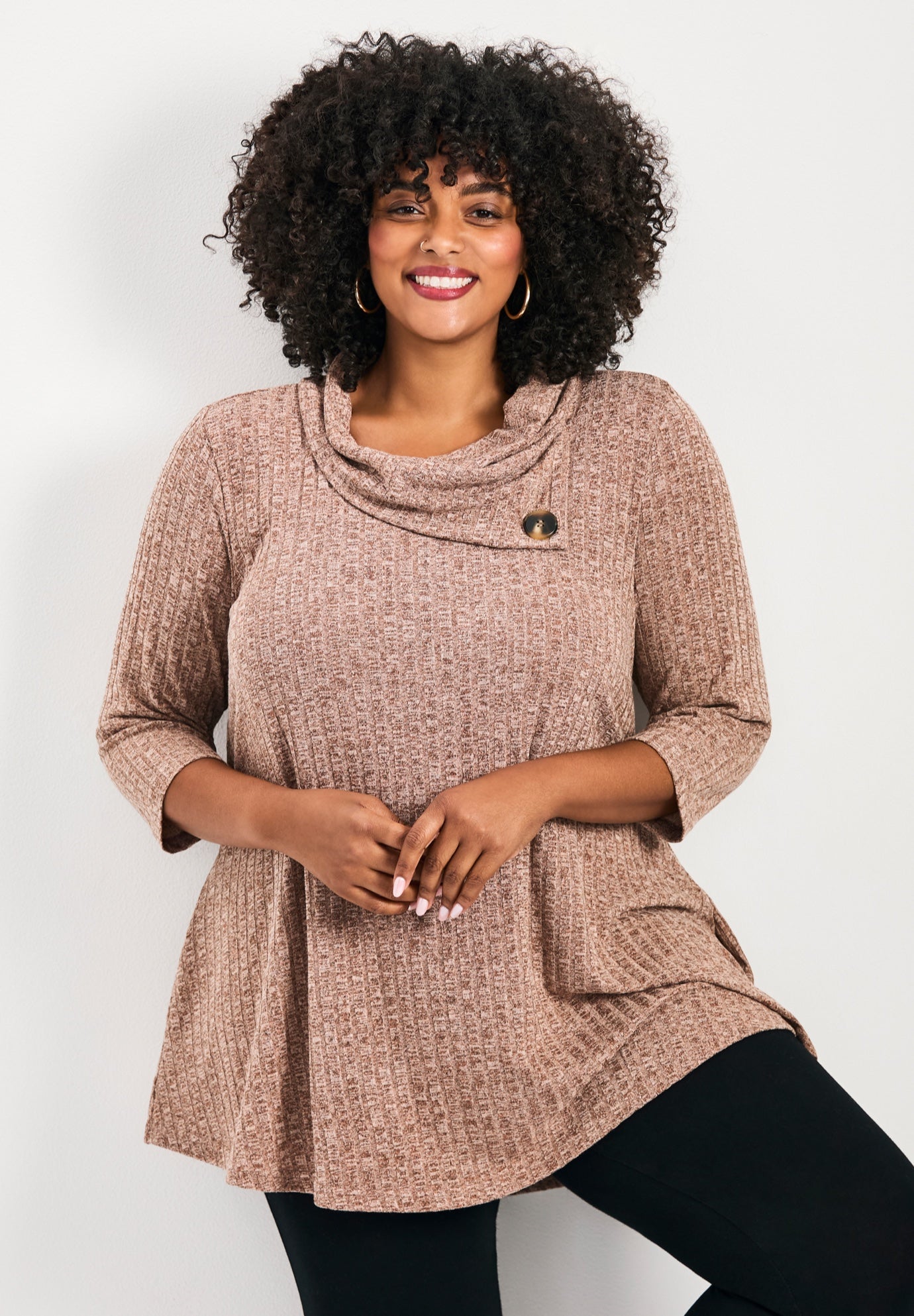 Miley Rib Hacci Button Tunic | Avenue