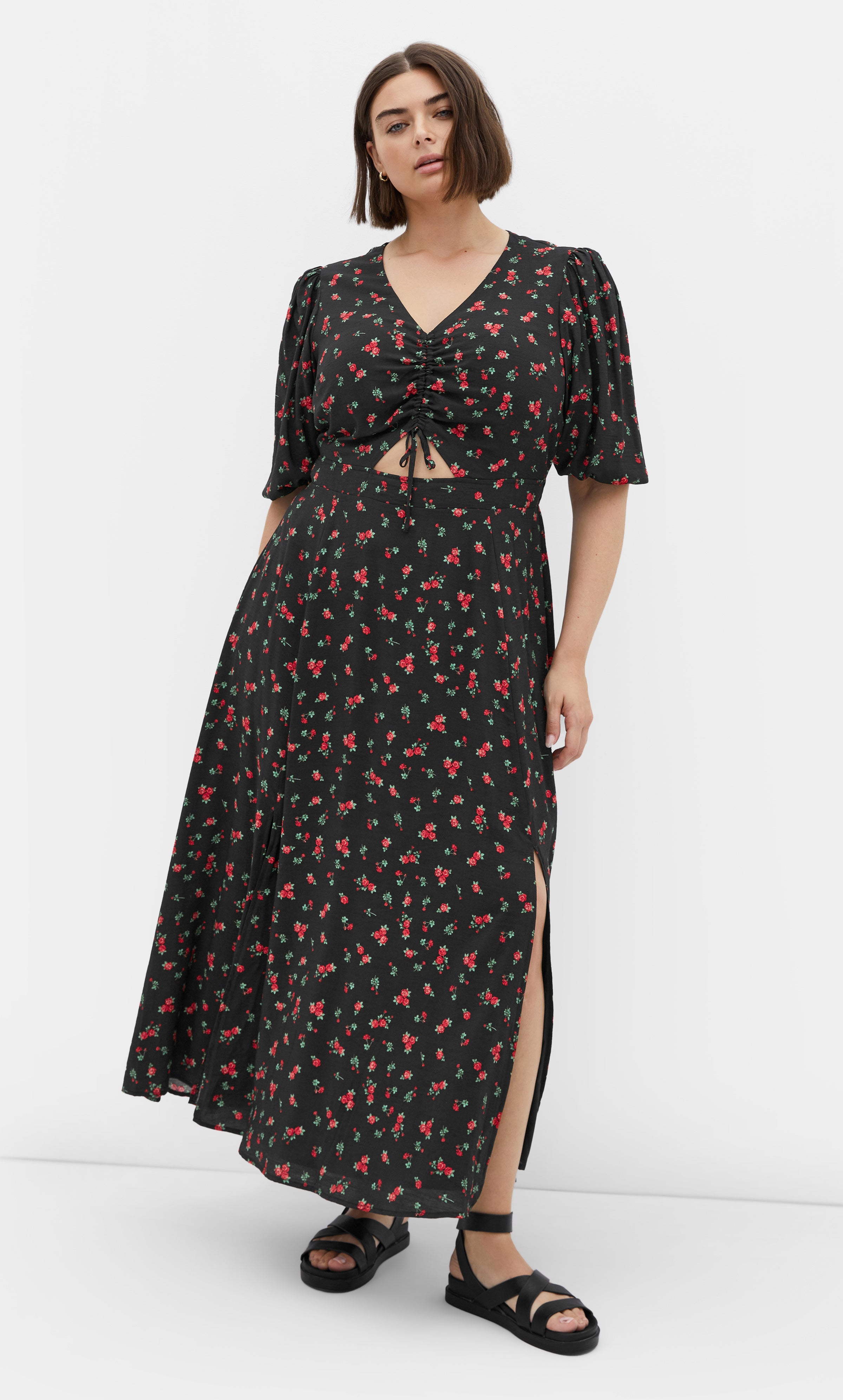 Jolene Print Maxi Dress - Black