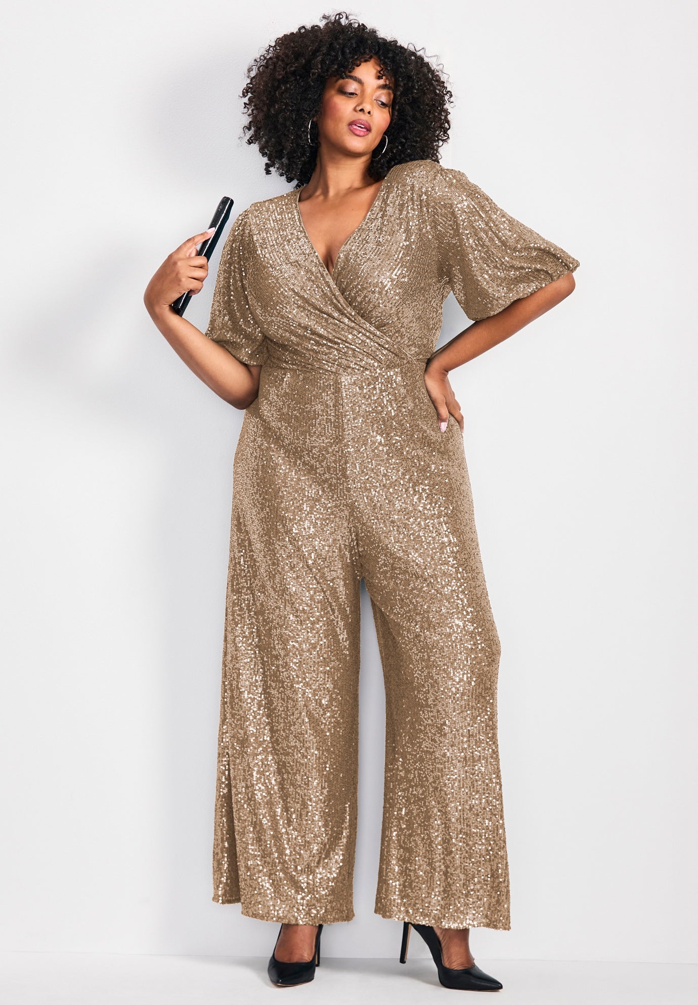 Nada Sequin Puff Sleeve Jumpsuit | Avenue
