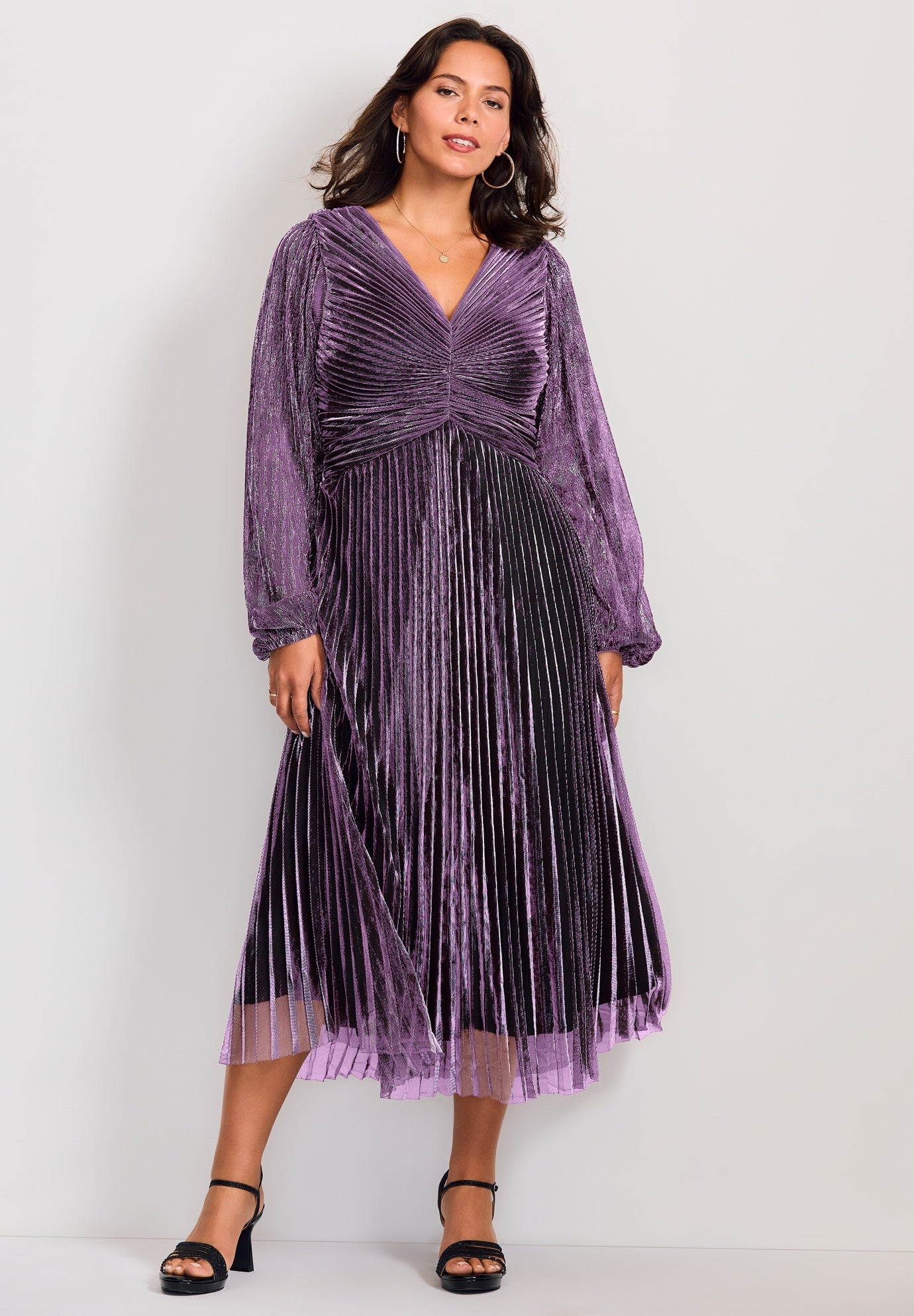 a line pleated dress Wedtrend Women A Line High Neck Pleated Long Chiffon Bridesmaid Dress with  Ruffles Formal Dress – WEDTREND main image 1