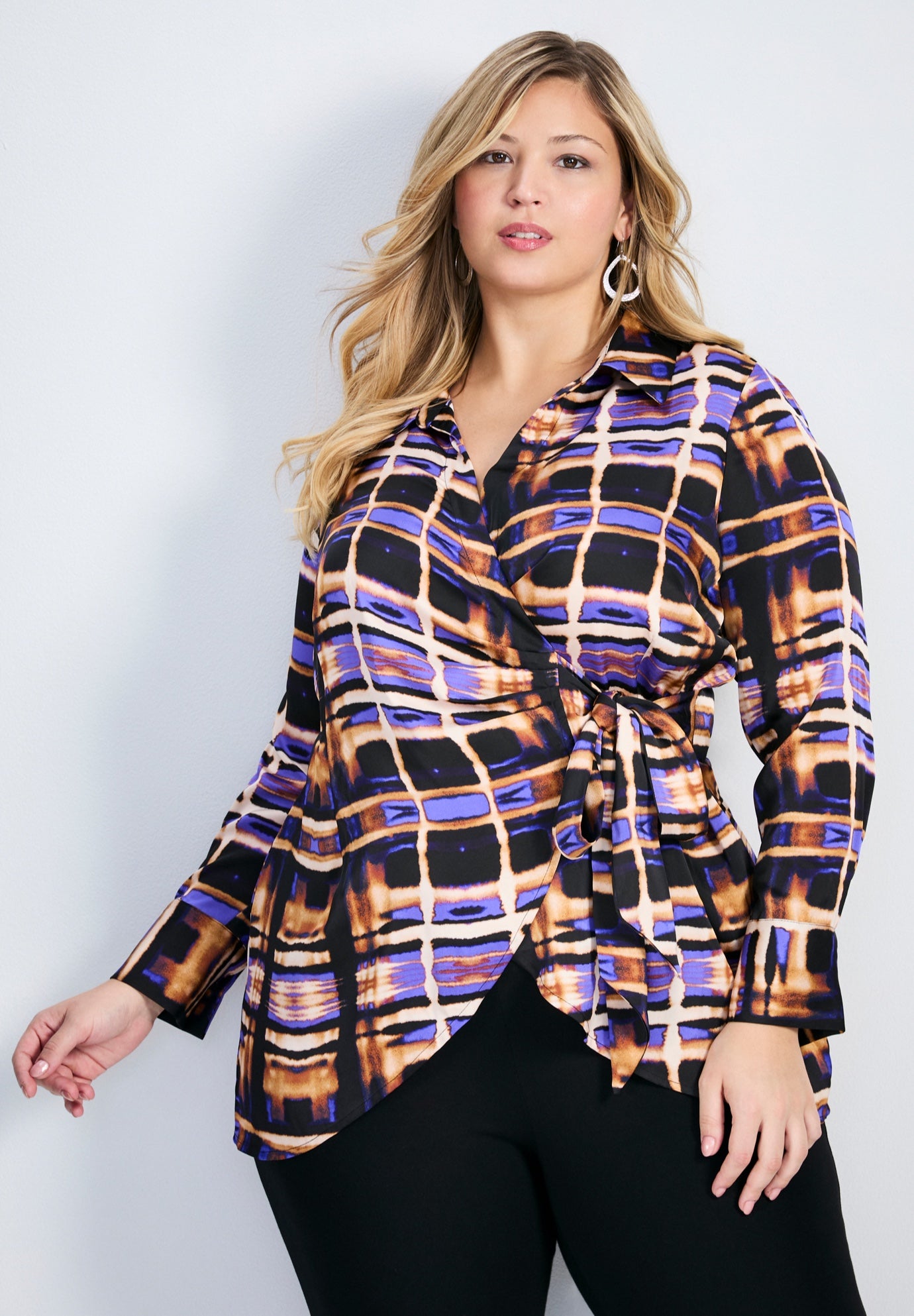 Goldi Satin Wrap Blouse | Avenue
