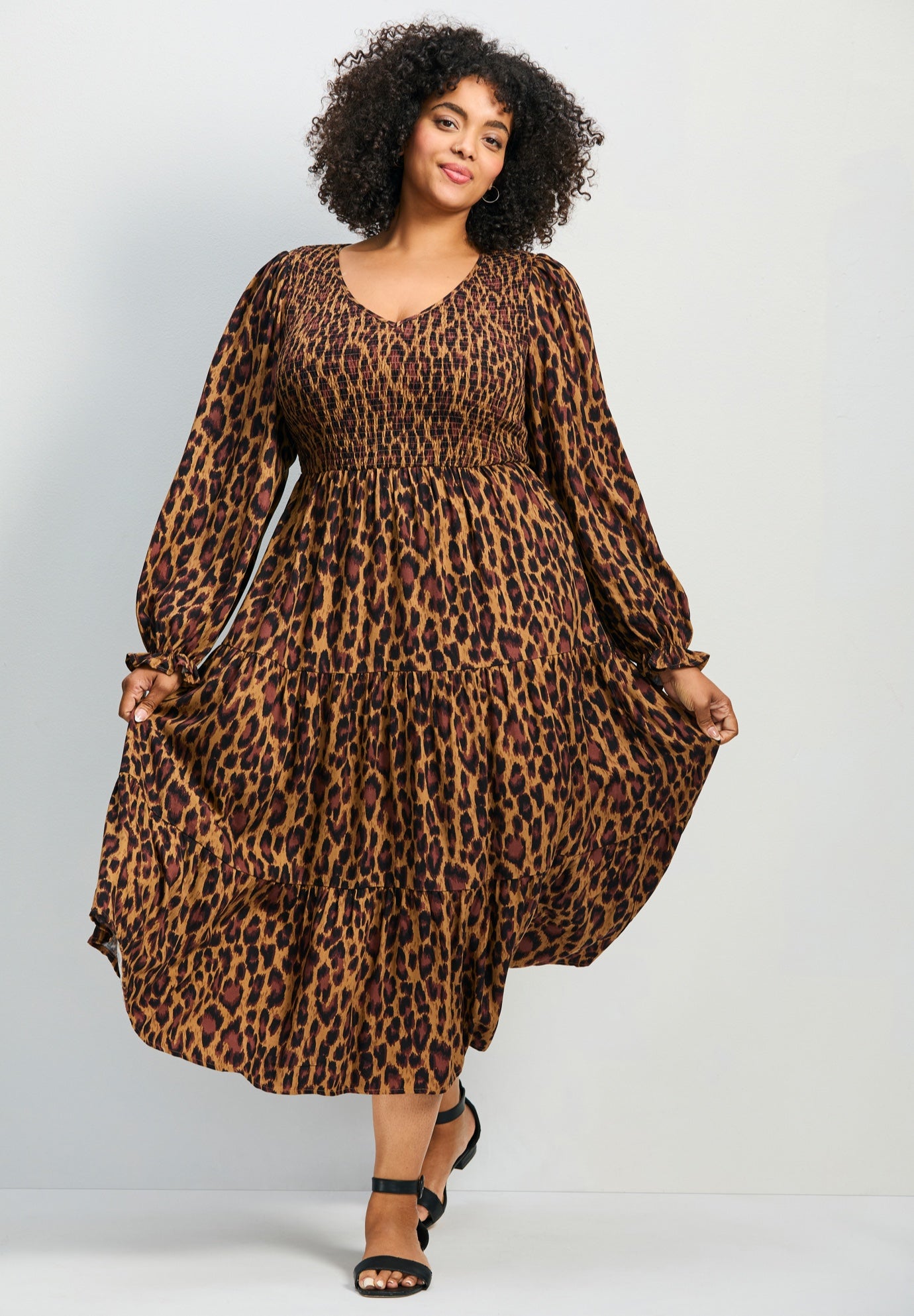 Indi Puff Sleeve Shirred Dress | Avenue