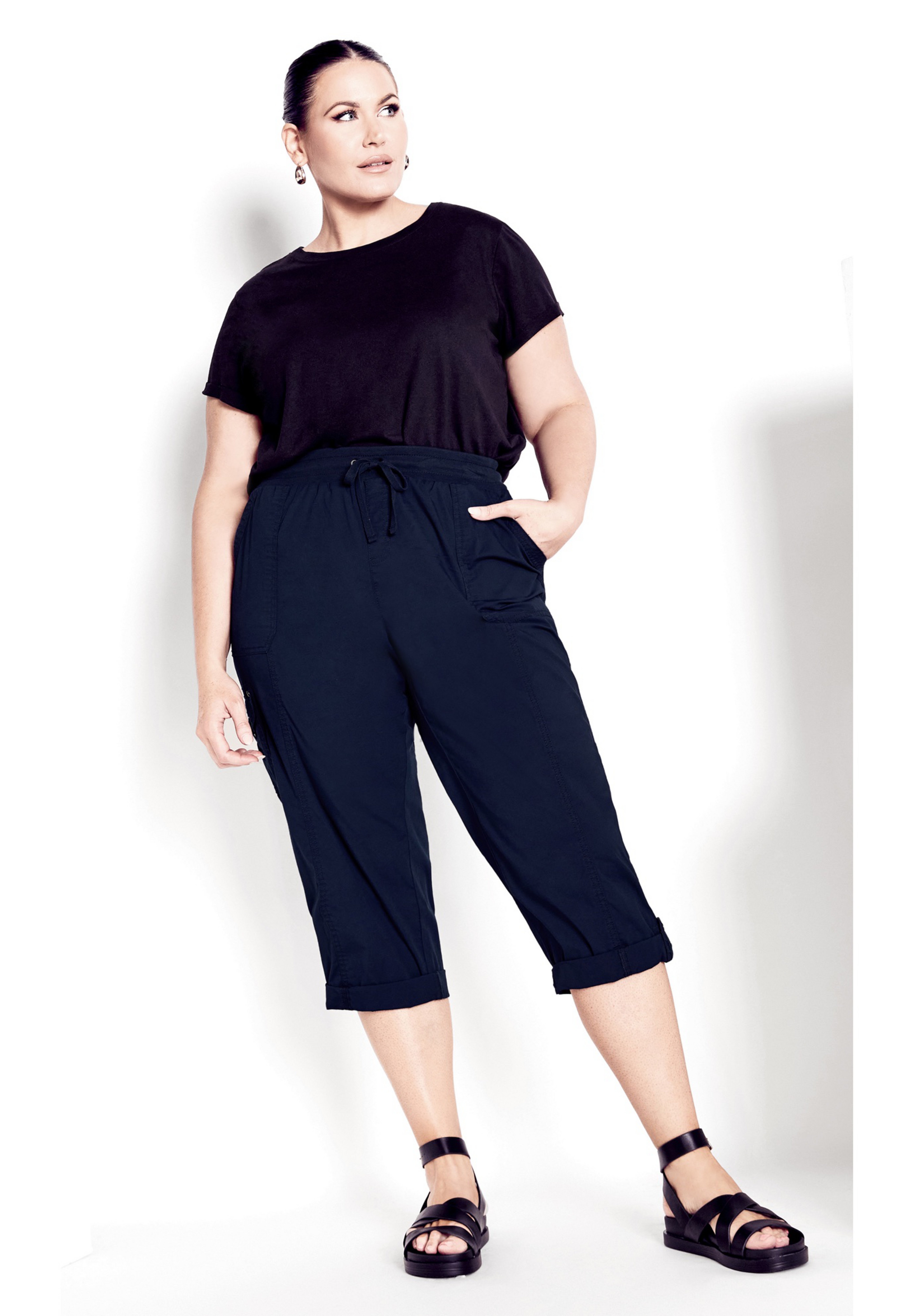 Avenue Women's Plus Size Cotton Roll Up Capri - Picture 18 of 36