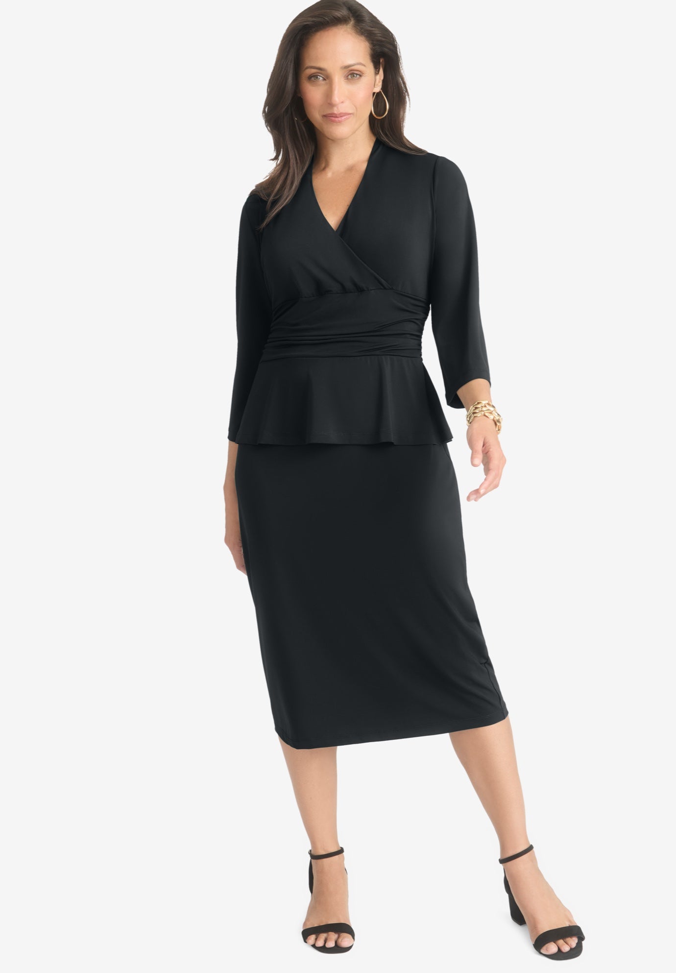 peplum bottom midi dress Plum Linen Blend Peplum Midi Dress self-portrait-US