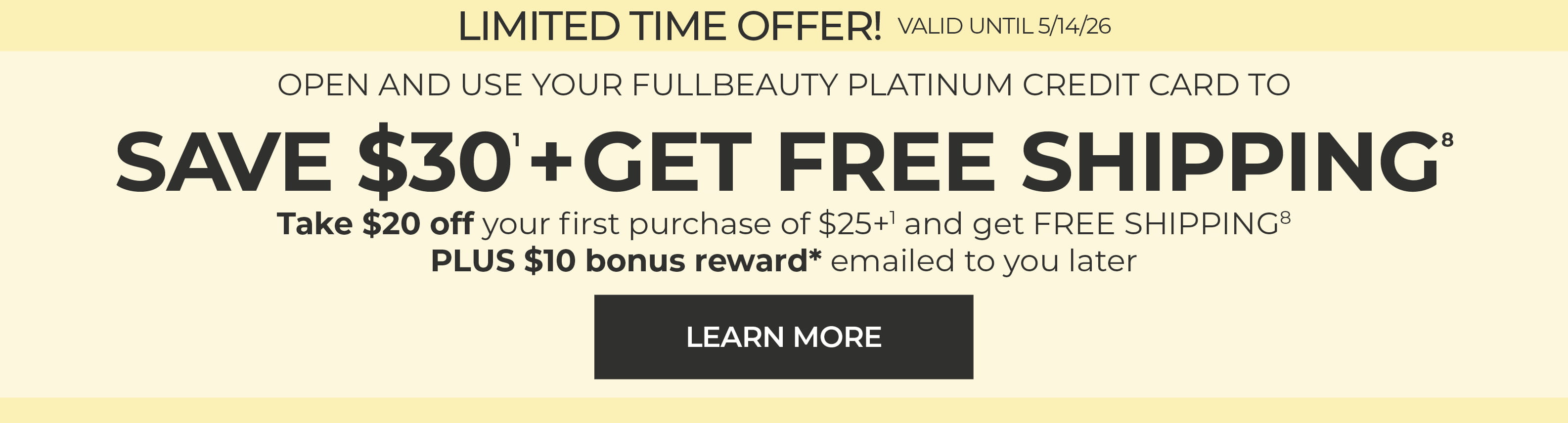 Save $30 and Get Free Shipping — Open and Use Your Fullbeauty Platinum Credit Card
