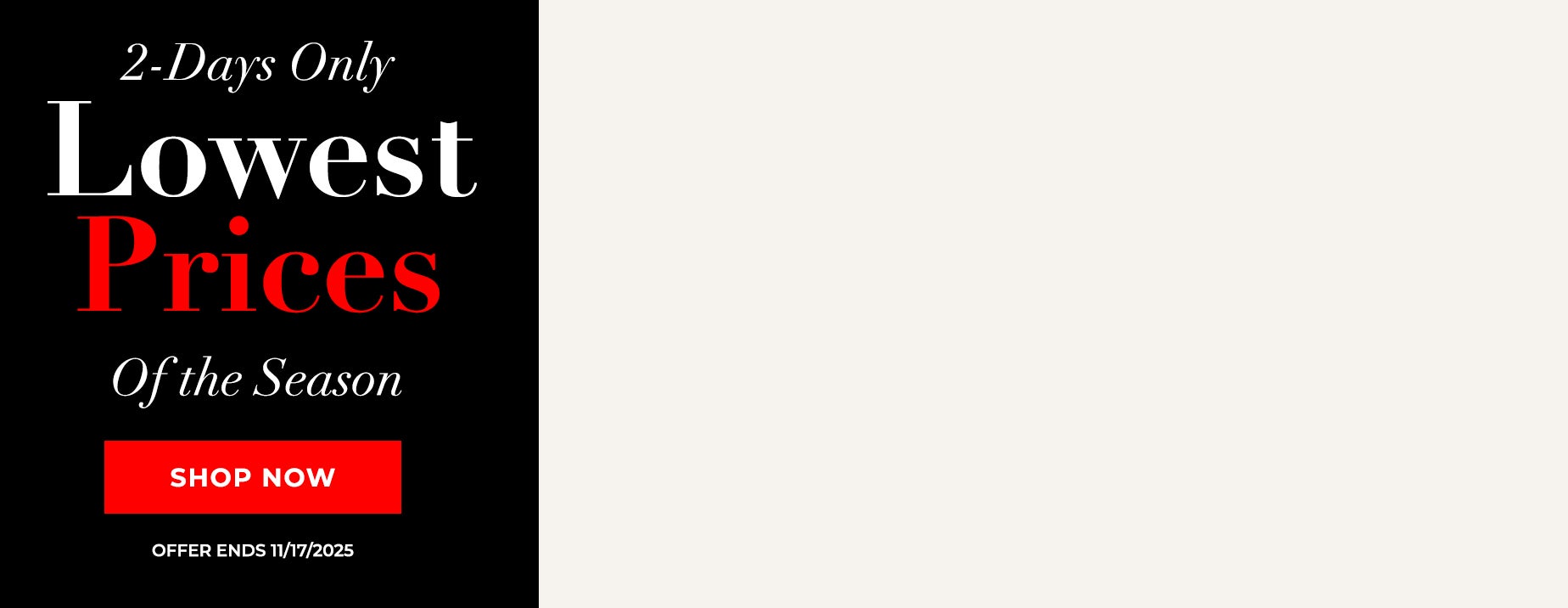 LOWEST PRICES OF THE SEASON ON INTIMATES AND SLEEP