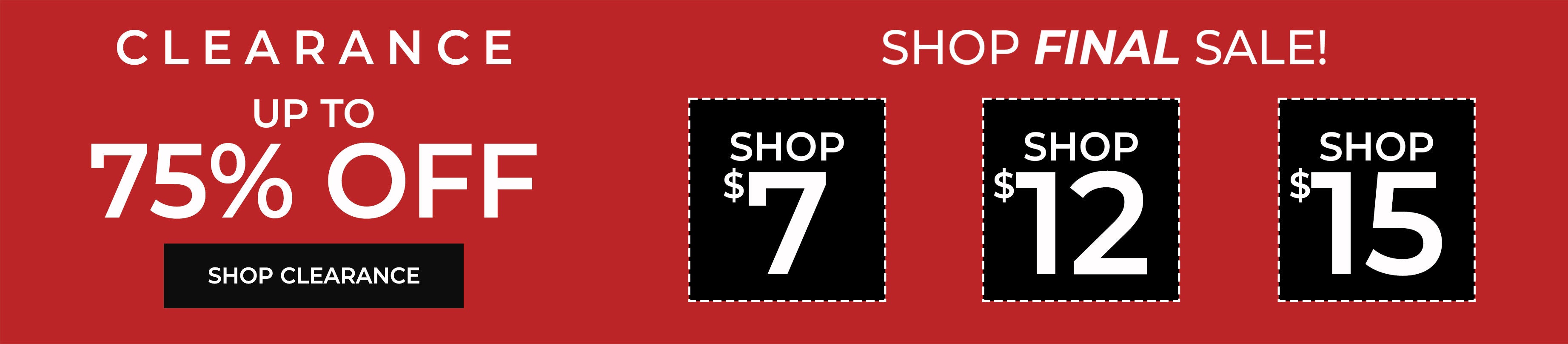 clearance up to 75% off - shop clearance