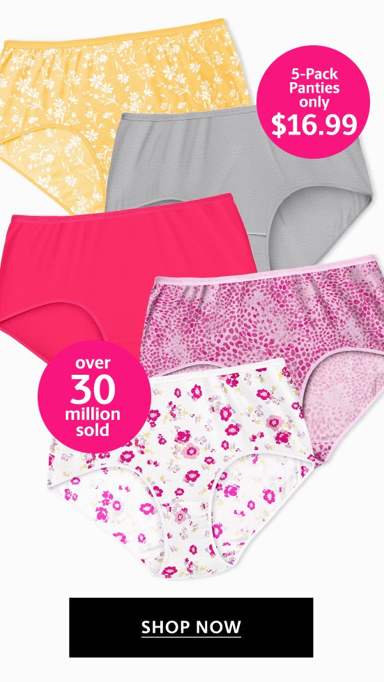 5 Pack Panties Only $16.99 Shop Now