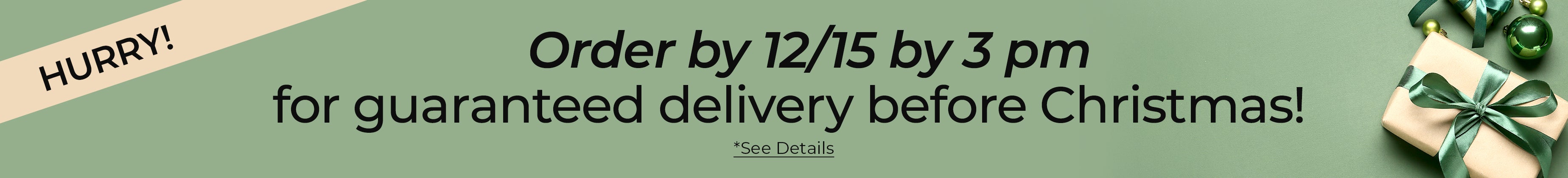 HURRY! ORDER by 12/15 for guaranteed delivery before Christmas. Click for details.