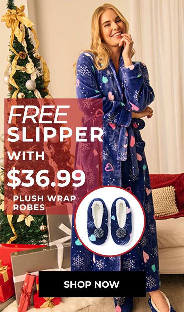Plush Wrap Robes — Free Slipper With $36.99 — Shop Now