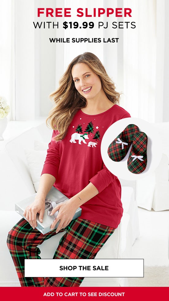 Free Slipper with $19.99 PJ Sets